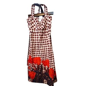 Maeve Anthropologie Floral Print Halter Dress Tulip Sleeveless Midi‎ Size 10